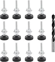 TOKSEO Pack of 12 Adjustable Furniture Feet, Adjustment Screw M8 x 50 mm Levelling Feet, Height Adju