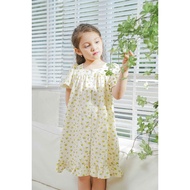LEAH summer baby girl dress short sleeve square neck buttoned front cute for girls 3,4,5,6,7,8,9,10 