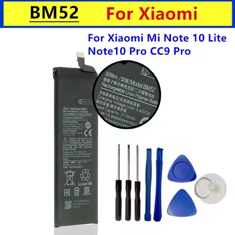 New High Quality BM52 5260mAh Original Battery For Xiaomi Mi Note 10 Lite / Mi Note 10 Pro / CC9pro 