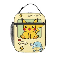 Pokémon Kids Lunch box Insulated Bag Portable Lunch Tote School Grid Lunch Box for Boys Girls