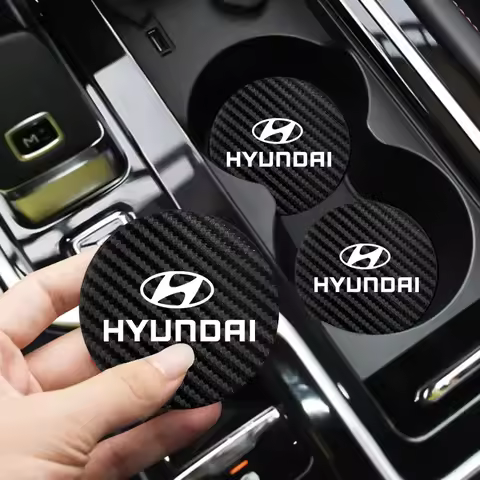 2Pcs Car Coaster Water Cup Mat Non-Slip Pad For Hyundai I30 I20 I10 Venue Veloster Tucson Accent Kon
