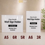 Clear Acrylic Wall Sign Holder A5 6R 5R A6 3R | Portrait & Landscape Picture Frame