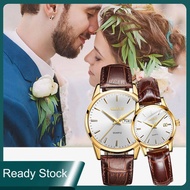 OLEVS Fashion Couple Watches Brown Leather Business Men Watch Quartz Waterproof Luminous Casual Coup