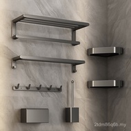 Rak Tuala Kelabu Gunmetal Tanpa Gerudi Bilik Mandi Dipasang di Dinding Rak Tuala Mandi Tandas Perkak