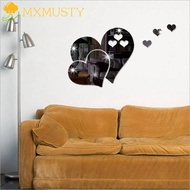 MXMUSTY Mirror Wall Sticker, Creative Waterproof 3D Wall Decal, Art Decoration Heart Shaped Removable Crystal Mirror Sticker Bedroom