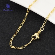 10pcs Brass Figaro Chains Necklace for Women Cadmium Free Lead Free golden 17.52 inch(44.5cm)