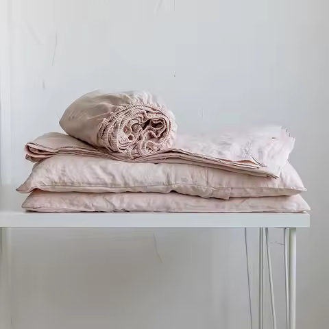 Soft Pure Linen Bed Sheets for Queen, King Size Bed, Fitted Sheet with Elastic, Breathable Hotel She