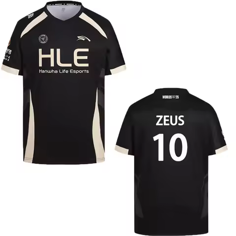 Zeus Black Worlds Championship Jersey T-shirts 2025 LOL Esports Lck Hle Team Uniform T shirt Oversiz