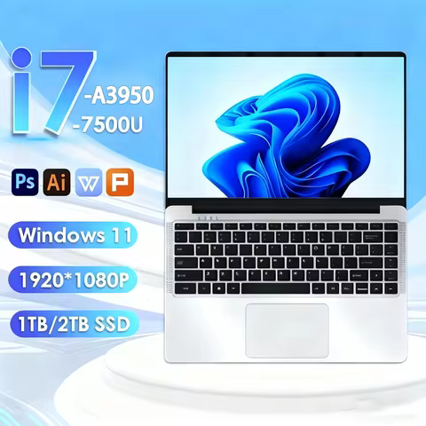 14.1“ Office Laptop Windows 11 Core i7-7500U/Intel Atom x7 A3950 Notebook Computer 4K HD 12GB RAM 1/