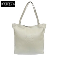 二手 Russet Shrink Soft Calfskin 壓花 Logo 手提包，女士，灰褐色，CE-1526，2015 春夏系列。