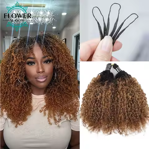 #1B/30 Feather Crochet Human Hair Two-tone Color Multi-Textured Kinky Curly Crochet Hair Extensions 