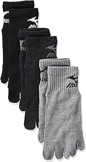 489-276 Men's 5 Toe Socks, 3.9 inches (10 cm) Length, One Point, Set of 3 Pairs for Schools, High Du