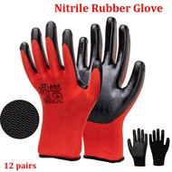COD Nitrile Rubber Glove Heavy Duty Mechanic Getah Latex Coated Protective Garden Glove Safety Worki