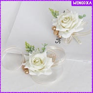 [Wenodxa] Rose Corsage Bracelet Boutonniere Floral Wedding Wrist Corsage for Wedding, Bride, Ceremon
