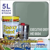 HE 6604 EXECUTIVE GREY ( 5L ) HEAVY DUTY BRAND Two Pack Epoxy Floor Paint - 4 Liter Paint + 1 Liter hardener