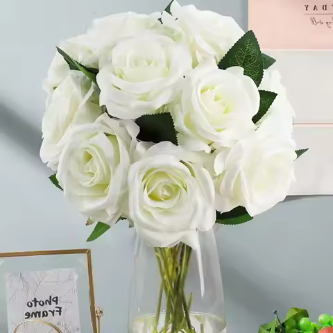 Hotsale Artificialflower Silk Rose Christmas Home Decor Bonsai Room fold Wedding Bridal tuzzy-muzzy 