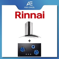 RINNAI RH-C209-GCR 90CM CHIMNEY HOOD + RINNAI RB-93UG 3 BURNER HYPER FLAME GLASS HOB WITH SAFETY DEVICE