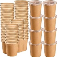 HningBuyox 80 Pack Paper Food Containers with Lids, 16 Oz To Go Hot Soup Bowls, Disposable Ice Cream