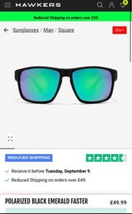 全新hawkers 太陽眼鏡 polarized black emerald faster