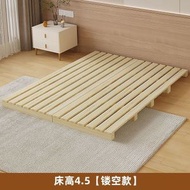 實木床 日式榻榻米床 落地式出租房兒童折疊床 雙人骨架 臥室木板床架（快遞送貨上門）