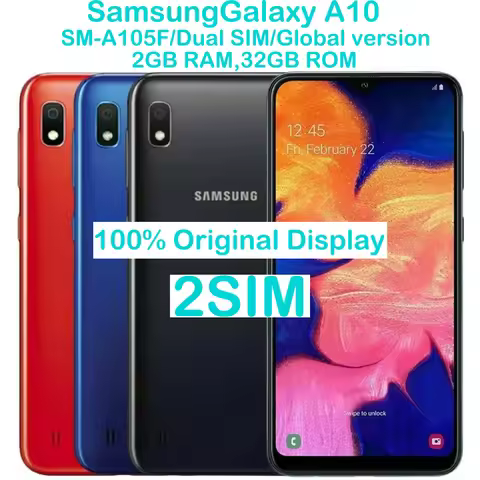Samsung Galaxy A10 A105FN Smart Android Phone Global Edition 2SIM 2GB 32GB Eight Core 6.2-inch 13MP 
