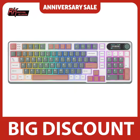 RK S98 ROYAL KLUDGE Top Mount Mechanical Keyboard TFT Screen Knob 96% RGB Backlit Tri-mode Wireless 