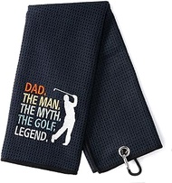 DYJYBMY Dad The Man The Myth Funny Golf Towel, Embroidered Golf Towels for Golf Bags with Clip, Golf Gifts for Men Woman, Birthday Gifts for Golf Fan, Retirement Gift, Dad Golf Towel