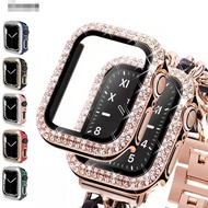 Glass+Cover For Apple Watch case 40mm 44mm 45mm 41mm iWatch Accessories Diamond +Screen Protector Ap