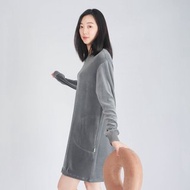 UMORFIL膠原蛋白珊瑚絨連身裙居家服-深灰