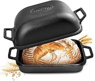 Davivy Large Cast Iron Bread Loaf Pan with Lid, Pre-Seasoned Dutch Oven for Sourdough Bread Baking 9