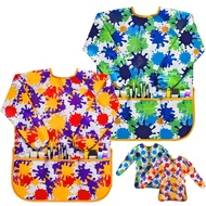 J MARK Waterproof Art Smock Painting Apron- 2 Pack Long Sleeve for Arts & Crafts