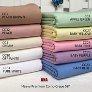 Part 1 Heavy Premium Como Crepe Lessiron 0.5m Bidang 60 Untuk Baju Kurung 63 Warna