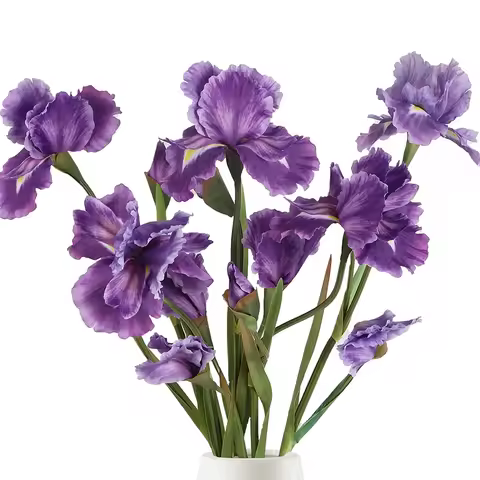 1Pc Artificial Silk Iris Bouquet Long-Stem Fake Flowers for Wedding Office Home Party Decoration Arr