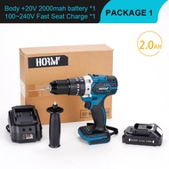 HORMY 18V Wireless Brushless Drill With Handle 60Hz Rechargeable Cordless Electric Drill 3 In 1 Power Tools For Makita 18V Battery