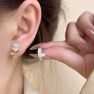 French Tulip Heart Earrings Asymmetrical Sweet Unique Unique Earrings