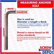 ◇ § ◷ 1SET 5/8 inches A307 4140 BI Anchor Bolt with nut and washer | L Bolt | Hook Bolt for Concret