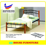 METAL & WOOD SINGLE BED / SINGLE BED / BEDROOM FURNITURE / KATIL BESI / KATIL KAYU / SINGLE BED FRAM