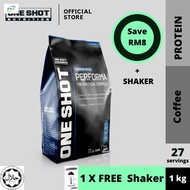 Upgrade Your Workouts with Performa Whey Protein (Coffee) 1kg + Free Shaker Bottle - One Shot Nutrit