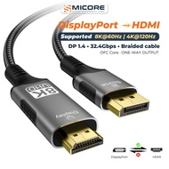 DisplayPort 1.4 to HDMI 2.1 Cable 8K@60Hz 4K@120Hz DP to HDMI Conversion Cable for PC TV Monitor
