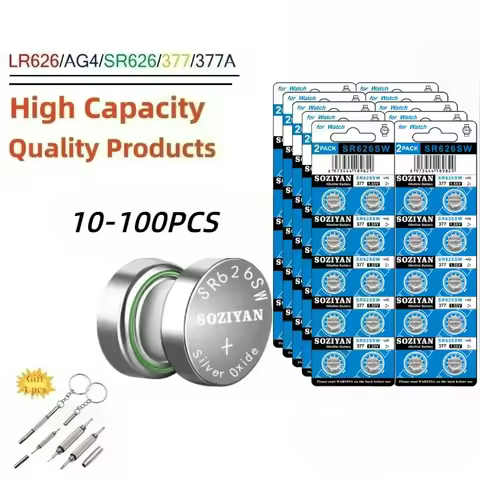 High Capacity 10-100pcs SR626SW AG4 Equivalent 377S 377 LR626 1.55V Button Cell Battery for Watch Ca