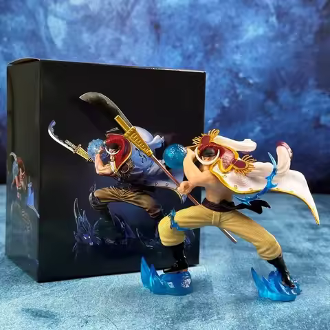 Bandai One Piece 11cm LX White Bearded One Piece Battle Pose Statue Scene Model Anime Character Box 