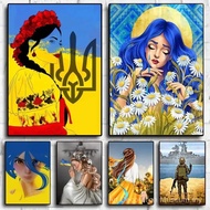 4S6J Classic Simple Wall Art Ukrainian Flag Girl Pattern HD Canvas Printing Poster Home Living Room 