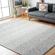 Safavieh Micro-Loop Collection MLP353Z Handmade Wool Area Rug, 8' x 10', Black/Ivory