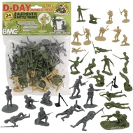 BMC WW2 D-Day Plastic Army Men - 34 American, British, German Soldier Figures