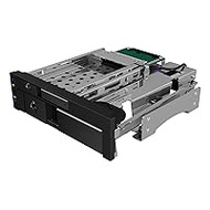 ICY BOX IB-173SSK 2-Way Mobile Rack for 1x 2.5 Inch and 1x 3.5 Inch Hard Drives (SATA/SAS) in 5.25 Inch Bay, SATA III (6 Gbit/s), for HDD/SSD, Strapless, Aluminium,