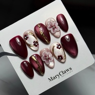 30 pieces of red 3d three-dimensional flower almond wearing armor advanced handmade small diamond fa