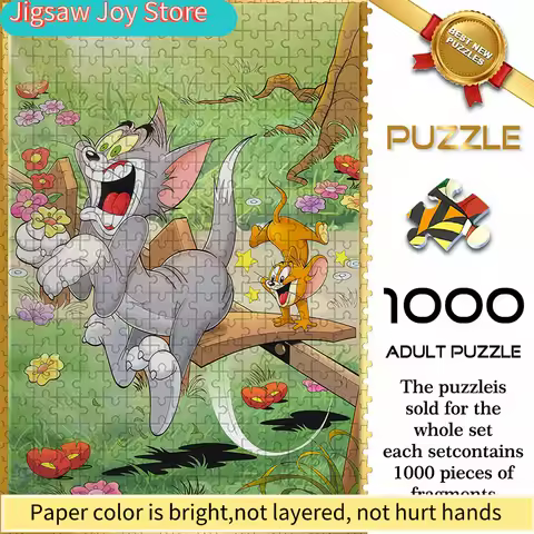 Warner Bros. Seamless Jigsaw Puzzle Z9.23-80, Jerry & Tom Pattern, Durable Thickened DIY Puzzle, Adu