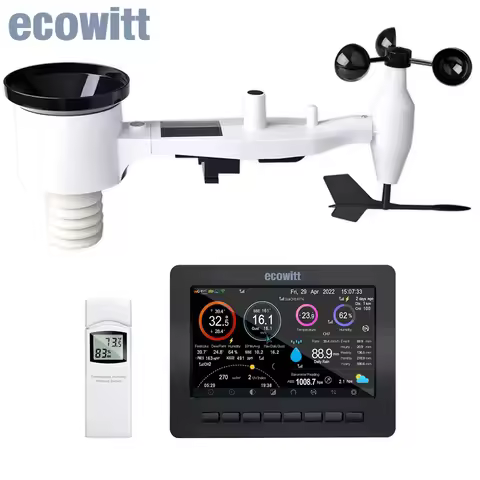 Ecowitt HP2551 Wi-Fi Weather Station with 7'' Large TFT Colored Display Console, 7-in-1 Solar Powere