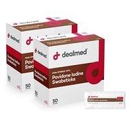 Dealmed Povidone Iodine 10% Swabsticks - Individually Sealed Packets Perfect for Wound Care and Port