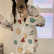 Female Sleepwear Women Pyjamas Cute Crayon Shin-chan Long Sleeve Nightwear Casual Comfy Women's Paja